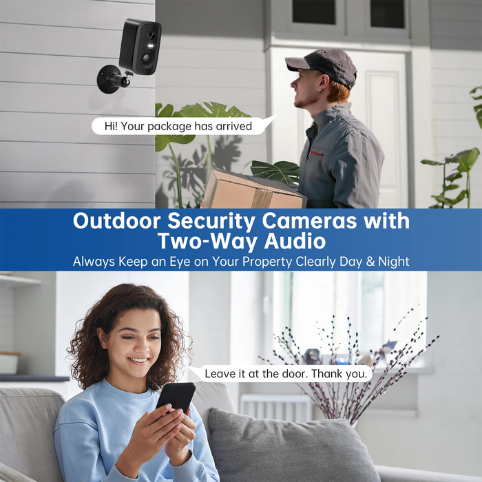WESECUU 4MP Outdoor Battery Camera Wireless Security Video 2.4G/5G WIFI Network Security Camera