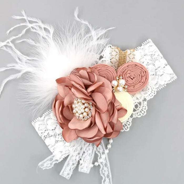 Fascia per capelli vintage Fascia per capelli per neonate Puntelli per fotografia neonato Regali Fasce elastiche per capelli in pizzo Accessori per piume di perle