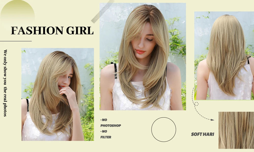 ESIN Parrucca sintetica marrone scuro Parrucche a onde lunghe per donna Parrucca per capelli con frangia Resistente al calore Uso naturale quotidiano per feste