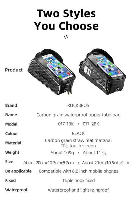 Borsa da bicicletta ROCKBROS borsa da ciclismo impermeabile con Touch Screen telaio del tubo anteriore superiore borsa da bici da strada MTB 6.5 custodia per telefono accessori per bici
