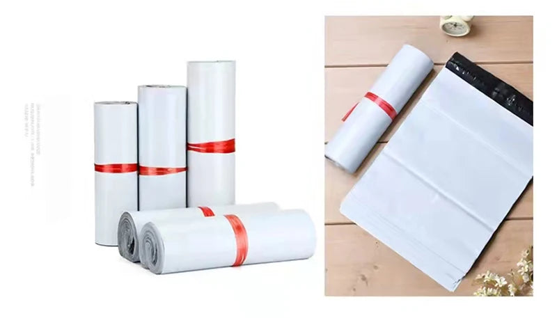 Sacchetti per buste di spedizione sacchetto di immagazzinaggio per buste Express in plastica sacchetti postali di colore bianco grigio sacchetto per corriere con sigillo autoadesivo