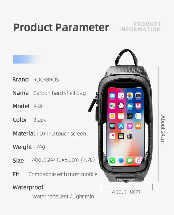Borsa da bicicletta ROCKBROS borsa da ciclismo impermeabile con Touch Screen telaio del tubo anteriore superiore borsa da bici da strada MTB 6.5 custodia per telefono accessori per bici