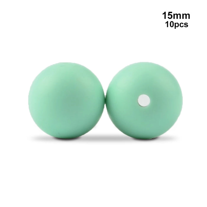 LOFCA 10 pz 15mm Perline Dentizione In Silicone 15mm Massaggiagengive Collana di Allattamento Del Bambino Ciuccio Clip Igiene Orale BPA Libero Commestibile Colorato