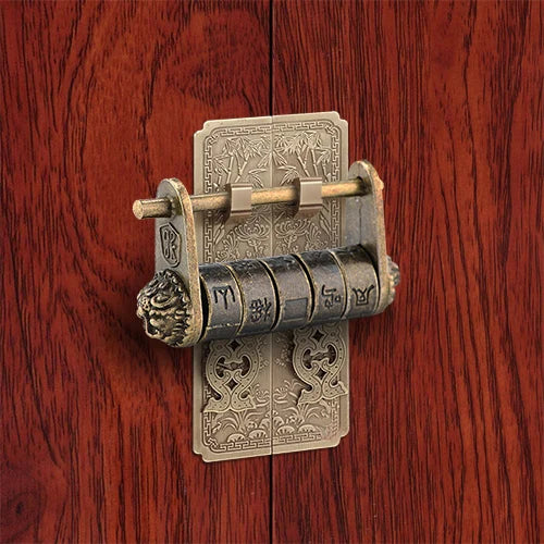NAIERDI 50*28mm In Lega di Zinco Cinese Vintage Bronzo Antico Lucchetto Con Chiave Retro Combinazione Password Blocco Contenitore di Gioielli lucchetto