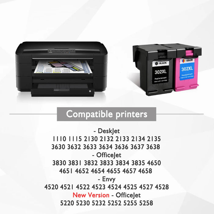QSYRAINBOW 302XL Sostituzione rigenerata per cartuccia d'inchiostro HP 302 HP302 XL per stampante Deskjet 1110 1111 1112 2130 2131