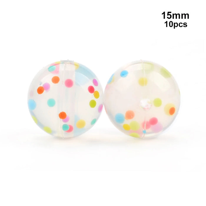 LOFCA 10 pz 15mm Perline Dentizione In Silicone 15mm Massaggiagengive Collana di Allattamento Del Bambino Ciuccio Clip Igiene Orale BPA Libero Commestibile Colorato