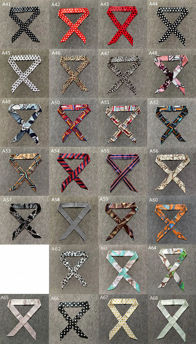 Nuova seta piccola donna moda sciarpa borse per capelli maniglia decorazione cravatta multifunzione nastro a mano sciarpa 4 * 100 cm M30