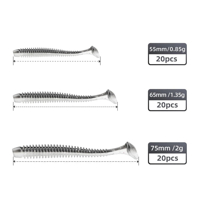 MEREDITH Swing Impact Esche da pesca 55mm 65mm 75mm Pesca Esche morbide Pesca in mare Leurre Souple Esche in silicone Esca