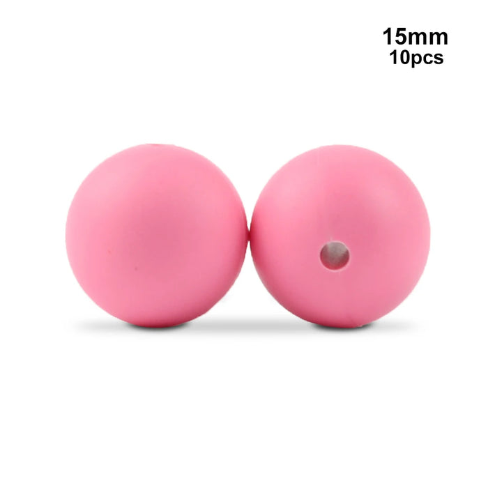 LOFCA 10 pz 15mm Perline Dentizione In Silicone 15mm Massaggiagengive Collana di Allattamento Del Bambino Ciuccio Clip Igiene Orale BPA Libero Commestibile Colorato