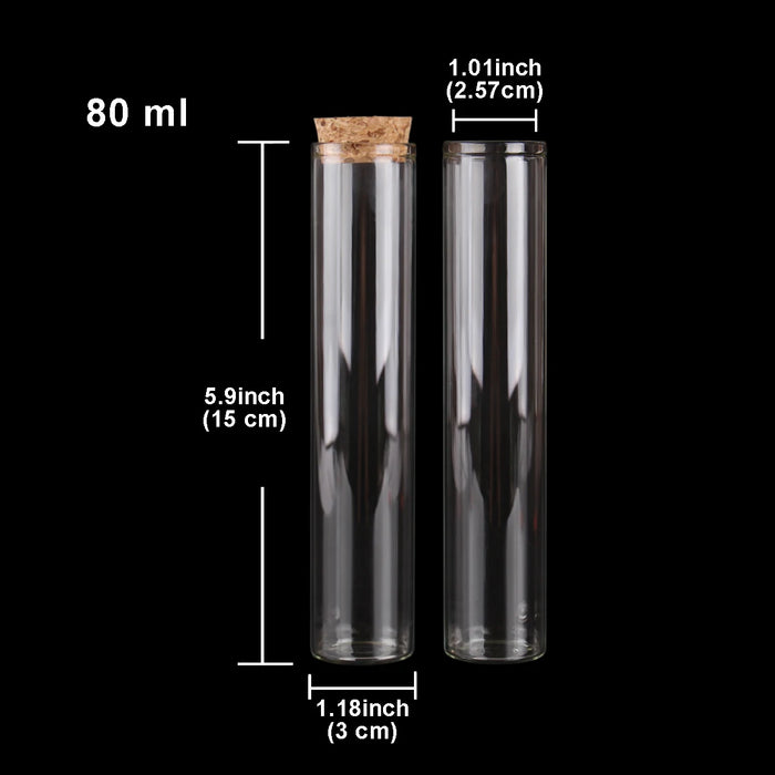 15ml/25ml/30ml/35ml/40ml/45ml/50ml/55ml/60ml/80ml/100ml Piccolo provetta in vetro con tappo in sughero Dragei Barattoli Bottiglie 24 pezzi