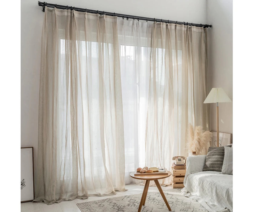 Tende in tulle effetto lino beige per soggiorno Tende moderne in lino trasparente per camera da letto Tenda in voile solido per drappo per finestra per bambini