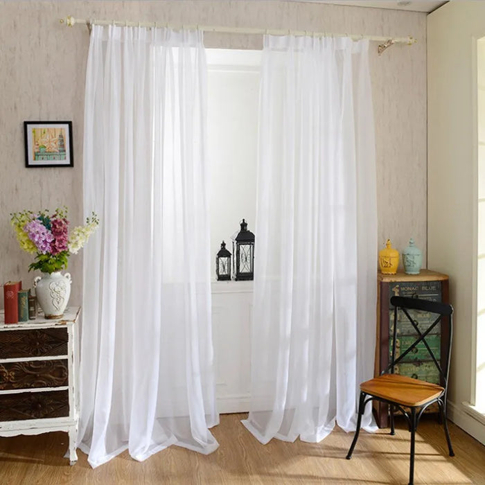 Europa Tenda bianca solida Finestra Tende in tulle trasparente per soggiorno Cucina Trattamenti per finestre moderne Tende in voile Tende
