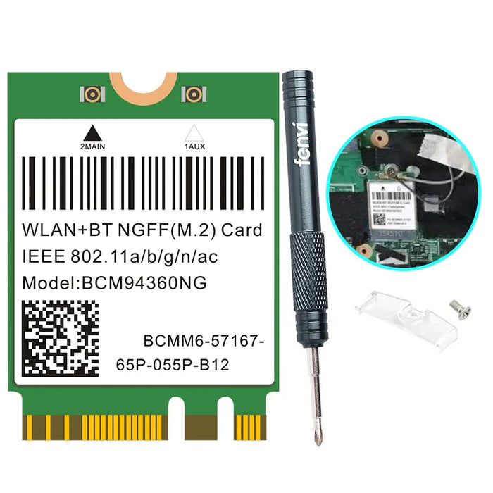 Scheda WIFI Wireless Dual Band Hackintosh BCM94360NG NGFF M.2 1200Mbps Bluetooth4.0 BCM94352Z NGFF 802.11ac Adattatore Wlan DW1560