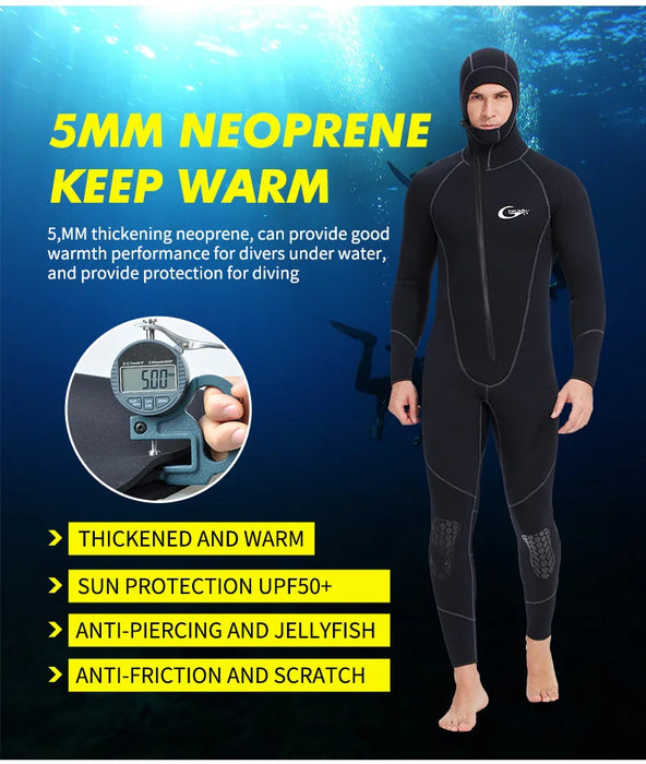 YONSUB Muta 5mm / 3mm / 1.5mm / 7mm Scuba Diving Suit Uomo Neoprene Caccia subacquea Surf Cerniera frontale Pesca subacquea