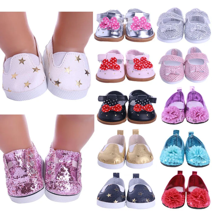 Scarpe da bambola Vestiti Stivali fatti a mano Scarpe da 7 cm per 18 pollici americani e 43 cm Accessori per bambole appena nate per la generazione di giocattoli per ragazze fai da te