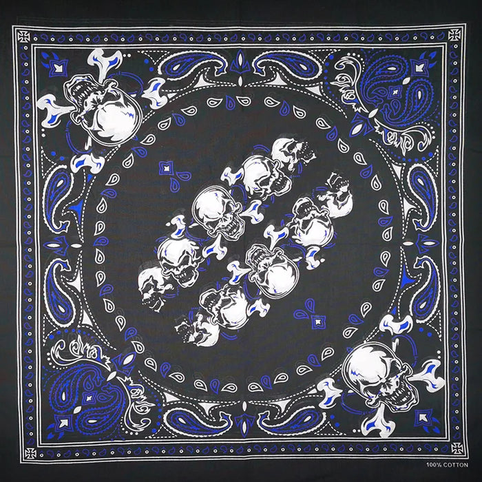 Nuovo Design Moda Hip Hop 100% Cotone Teschio Bandana Sciarpa Quadrata Nero Paisley Fascia per Bicicletta per Donne/Uomini/Ragazzi/Ragazze