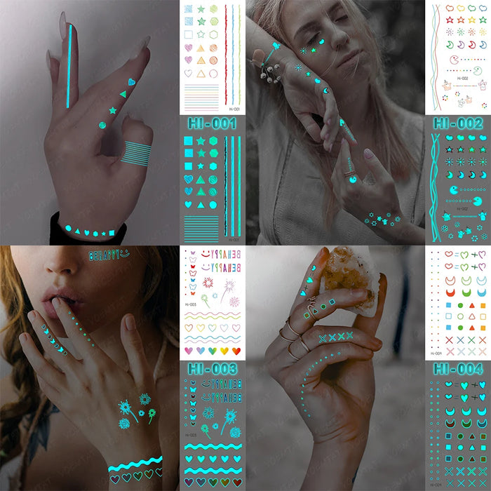 Adesivo per tatuaggio luminoso blu all'ingrosso Cervo incandescente Serpente Impermeabile Tatoo temporaneo Polso Tatto falso per body art