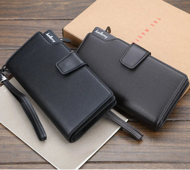 Baellerry portafogli da uomo stile lungo porta carte di alta qualità borsa da uomo con cerniera portafoglio in pelle PU di marca di grande capacità per uomo