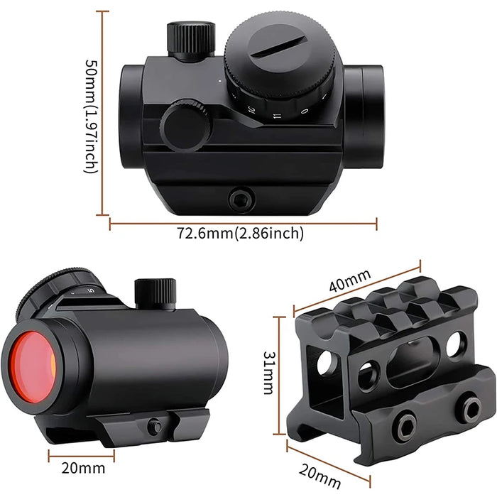 1x40 Red Dot Scope Sight Rifle scope Green Red Dot Collimatore Dot con 11mm/20mm Rail Mount Airsoft Air Hunting
