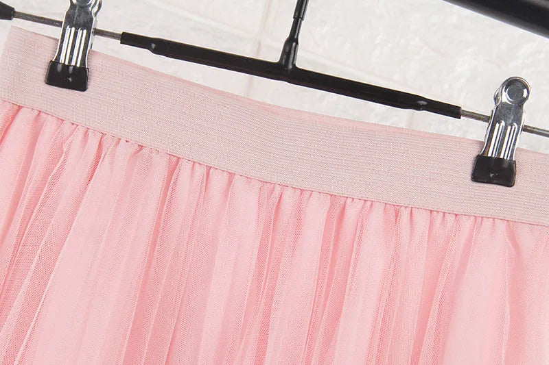 Gonne in Tulle TingYiLi a 4 strati gonna da donna in Tulle nero grigio bianco adulto gonna longuette a pieghe elastica a vita alta