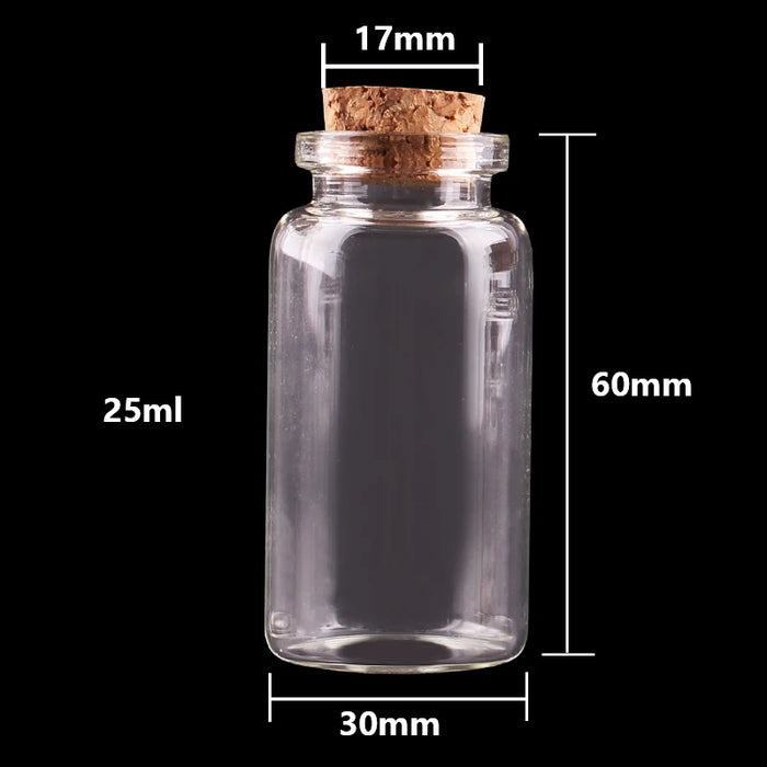24 pezzi 10 ml 15 ml 20 ml 25 ml 30 ml Simpatiche bottiglie di vetro trasparente con tappo in sughero Bottiglie vuote di spezie Barattoli Fiale artigianali fai da te