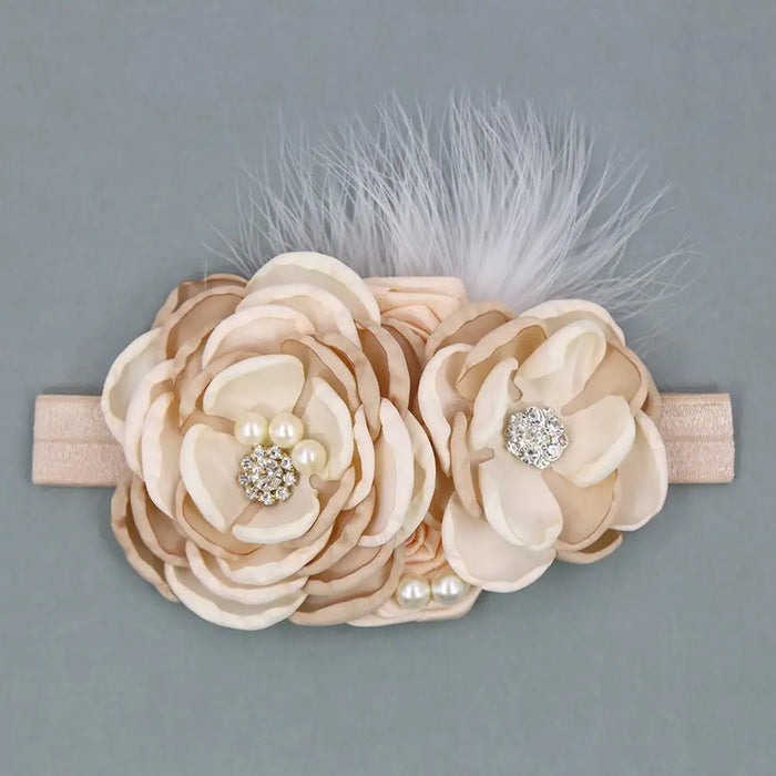 Fascia per capelli vintage Fascia per capelli per neonate Puntelli per fotografia neonato Regali Fasce elastiche per capelli in pizzo Accessori per piume di perle