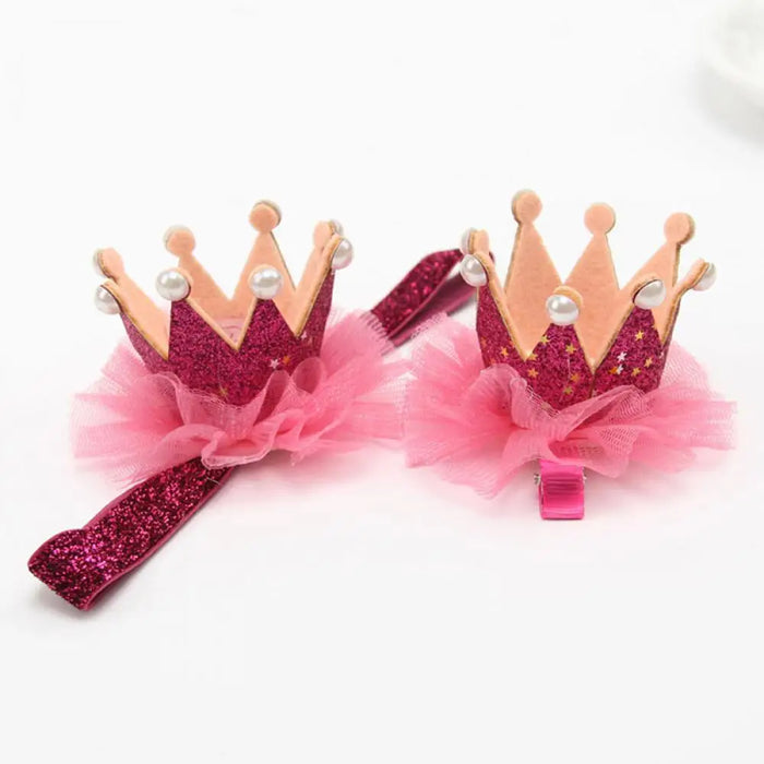 NUOVA Sveglia Bella Delle Ragazze Corona Clip di Capelli Della Principessa Del Merletto Della Perla Lucido star Fascia Delle Forcelle Dei Capelli Della Fascia Copricapi Accessori