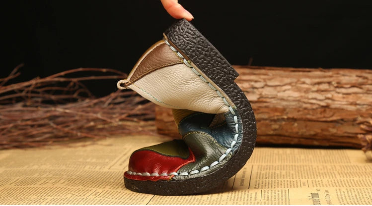 WOIZGIC Donna Donna Donna Madre Scarpe Appartamenti Mocassini in vera pelle Mocassini Misti colorati antiscivolo Taglie forti 42