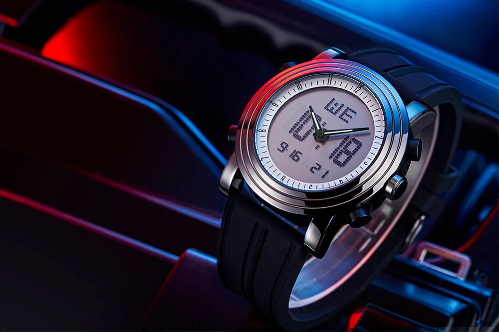 SINOBI orologi sportivi da uomo doppio Display analogico digitale LED orologi da polso al quarzo elettronici da uomo orologio impermeabile multifunzionale