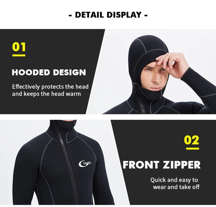 YONSUB Muta 5mm / 3mm / 1.5mm / 7mm Scuba Diving Suit Uomo Neoprene Caccia subacquea Surf Cerniera frontale Pesca subacquea