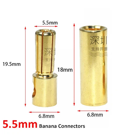 10 paia/lotto 2.0/3.0/3.5/4.0/5/5.5/6/6.5/8mm Gold Bullet Banana connettori spina per Lipo batteria RC ESC motore accessori fai da te giocattolo