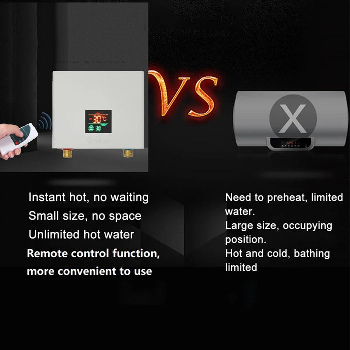 Scaldabagno istantaneo da cucina 5500W Mini scaldabagno elettrico senza serbatoio montato a parete con Display a LED telecomando per bagno