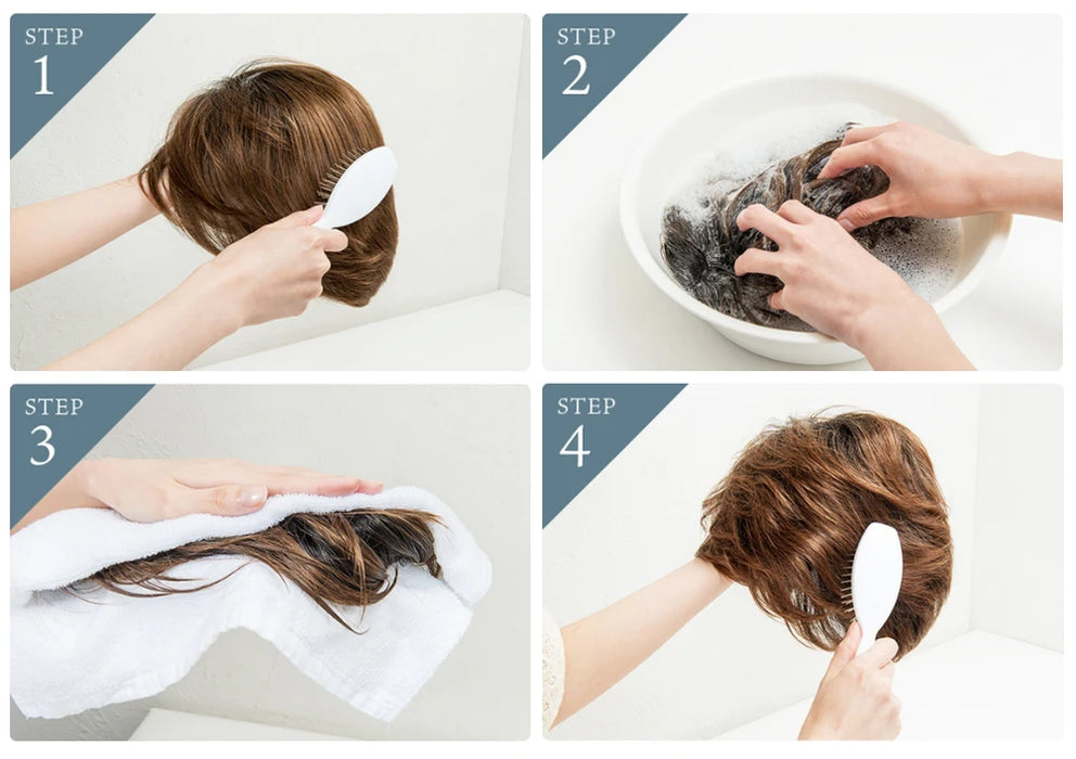 ESIN Parrucca sintetica marrone scuro Parrucche a onde lunghe per donna Parrucca per capelli con frangia Resistente al calore Uso naturale quotidiano per feste