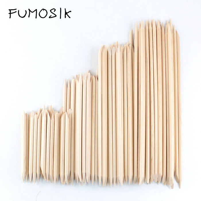 4 diverse dimensioni Bastoncini di legno arancione per spingipelle Strumento per rimuovere le cuticole Forchette per unghie Strumenti per manicure 10/30/50/100 Pz/set