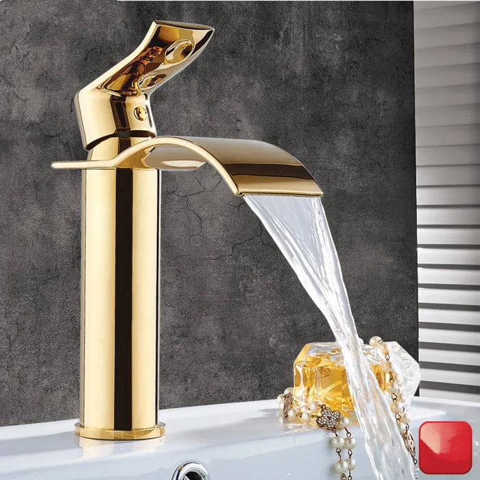 Rubinetto per lavabo rubinetto per cascata in oro e bianco rubinetto per bagno in ottone rubinetto per lavabo da bagno rubinetto per miscelatore rubinetto per lavabo caldo e freddo