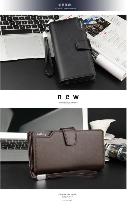 Baellerry portafogli da uomo stile lungo porta carte di alta qualità borsa da uomo con cerniera portafoglio in pelle PU di marca di grande capacità per uomo