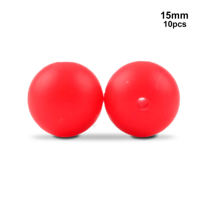 LOFCA 10 pz 15mm Perline Dentizione In Silicone 15mm Massaggiagengive Collana di Allattamento Del Bambino Ciuccio Clip Igiene Orale BPA Libero Commestibile Colorato
