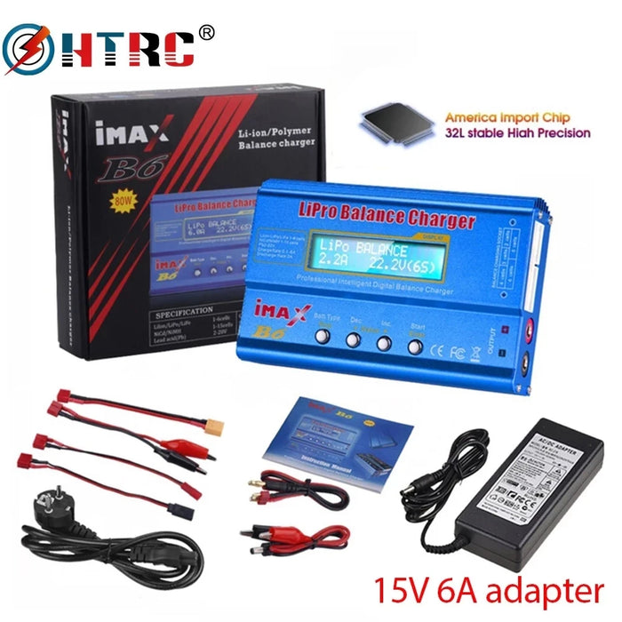 Caricabatteria multifunzione IMAX B6 80W per Lipo Li-ion LiFe NiMh Ni-Cd PB RC Balance Scaricatore + Adattatore 15V 6A Opzionale