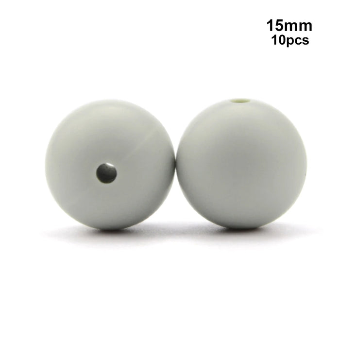 LOFCA 10 pz 15mm Perline Dentizione In Silicone 15mm Massaggiagengive Collana di Allattamento Del Bambino Ciuccio Clip Igiene Orale BPA Libero Commestibile Colorato