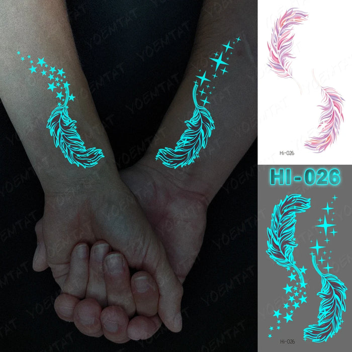 Adesivo per tatuaggio luminoso blu all'ingrosso Cervo incandescente Serpente Impermeabile Tatoo temporaneo Polso Tatto falso per body art