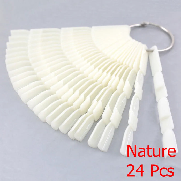 Punte per unghie finte ventaglio Natura Trasparente Nero 12/24/32/50 pezzi/set Dito Carta piena Nail Art Display Pratica Smalto tutto per manicure