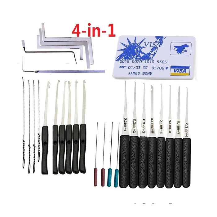 4 in 1 set di strumenti per fabbro pratica kit di blocco trasparente con chiave rotta estrattore chiave strumento rimozione ganci hardware