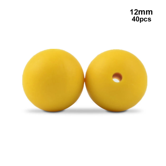 LOFCA 40 pz 12mm Perle di Silicone Dentizione Masticare Perline Food Grade Massaggiagengive Collana BPA Libero Gioielli Fai Da Te Bambino Massaggiagengive Giocattolo Ciuccio