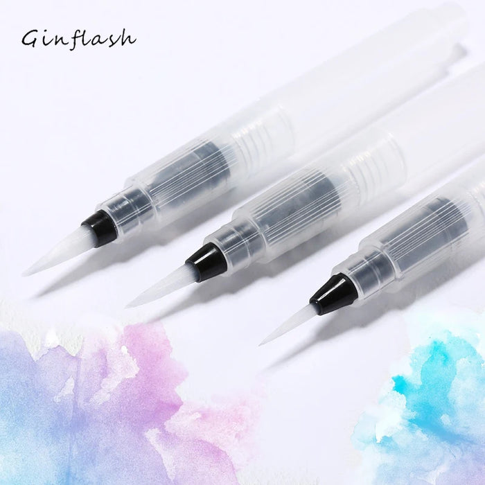 Ginflash Pennello ricaricabile Pennello ad acqua Penna a inchiostro Colore ad acqua Testa morbida Calligrafia Colori ad acquerello Pittura