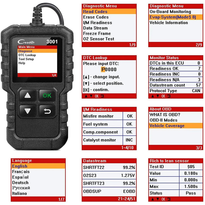 LANCIO X431 CR3001 Strumenti diagnostici OBD2 completi per auto Lettore di codici professionale automobilistico Scanner Controllo motore Aggiornamento gratuito pk ELM327