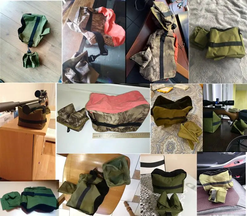 Borsa per pistola da tiro da cecchino Borsa anteriore posteriore Supporto per bersaglio Supporto per fucile Panca per sacchi di sabbia Poggia fucile da caccia non riempito Accessori softair
