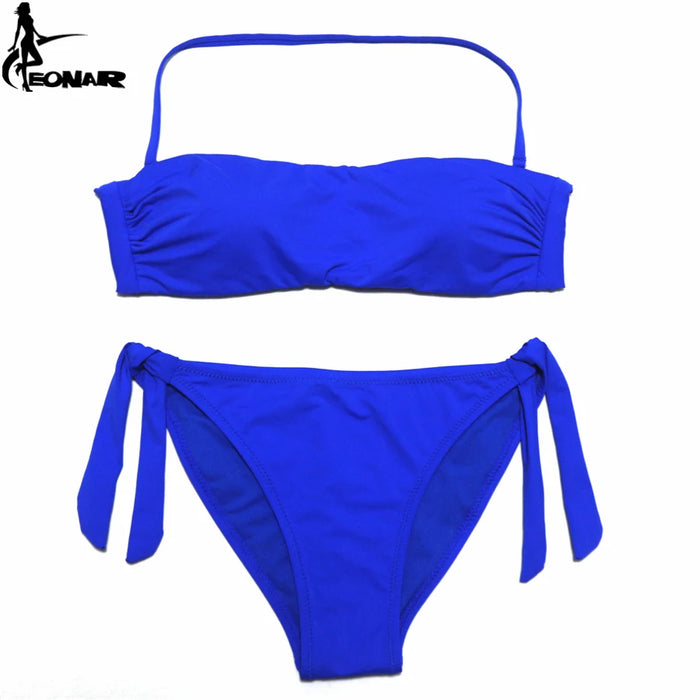 EONAR Bikini 2022 costume da bagno donna solido Bikini taglio brasiliano Set Bikini Push Up costumi da bagno Femme costumi da bagno Sport abbigliamento da spiaggia