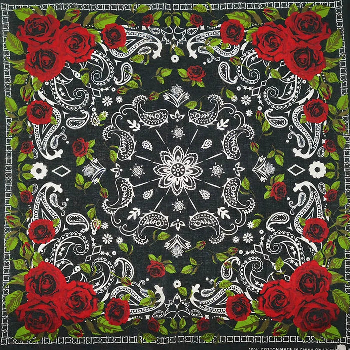 Nuovo Design Moda Hip Hop 100% Cotone Teschio Bandana Sciarpa Quadrata Nero Paisley Fascia per Bicicletta per Donne/Uomini/Ragazzi/Ragazze