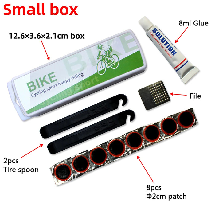 Brand New Bike Bicycle Kit di riparazione pneumatici piatti Set di strumenti Kit Patch in gomma portatile fetale Migliore qualità Ciclismo Spedizione gratuita