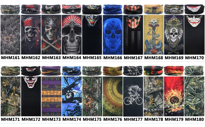 Sciarpa al collo con anello magico con teschio Fascia per capelli Bandana multifunzionale Viso Tubo tubolare senza cuciture Sciarpe unisex per uomo donna